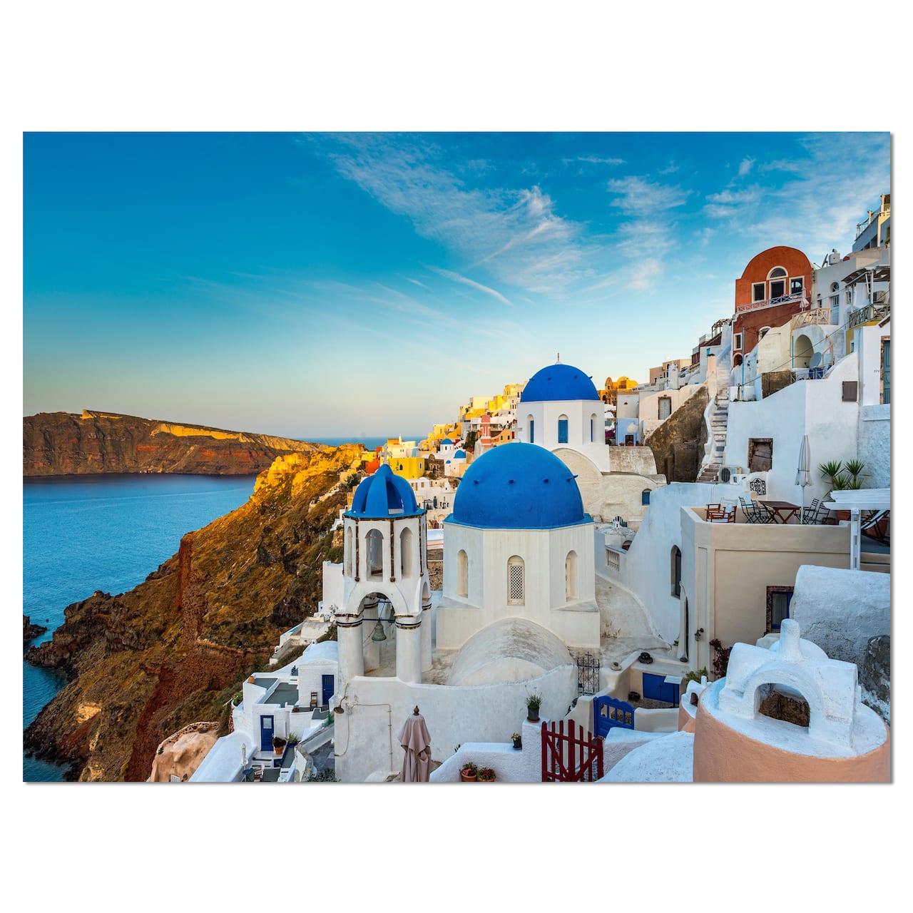 Designart - Beautiful Santorin Houses Greece - Large Cityscape Art Print on Canvas
